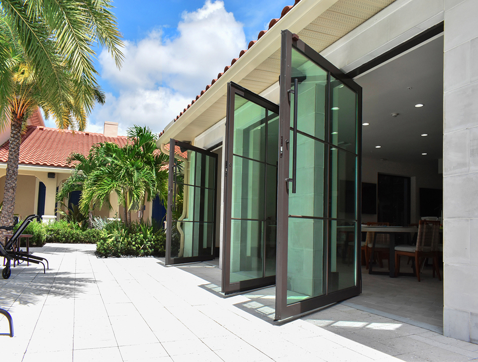 Large lift and slide patio door terrace