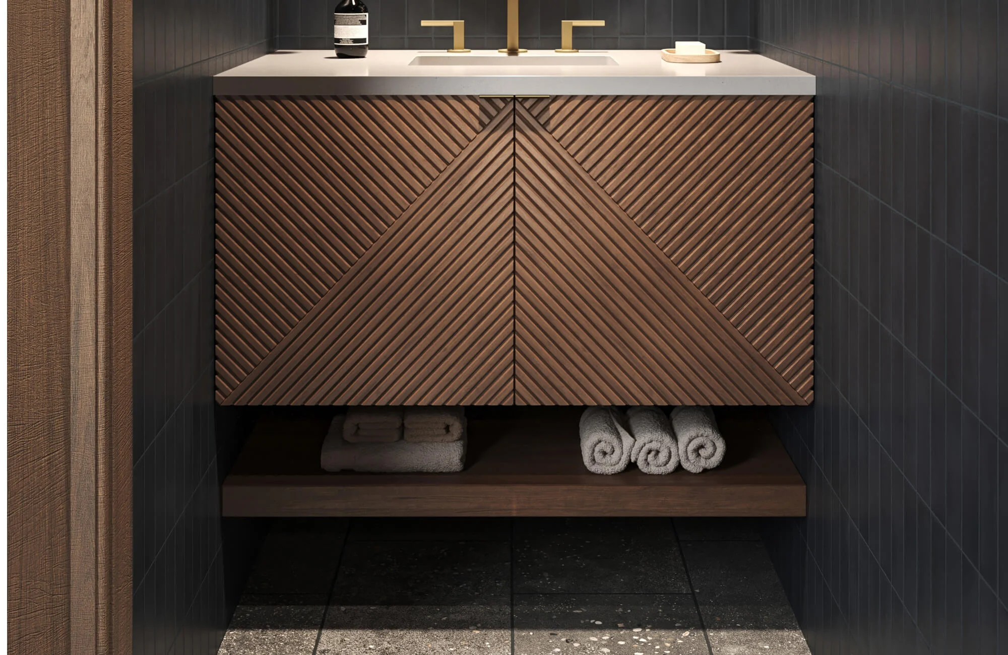 Floating bathroom vanity double sink