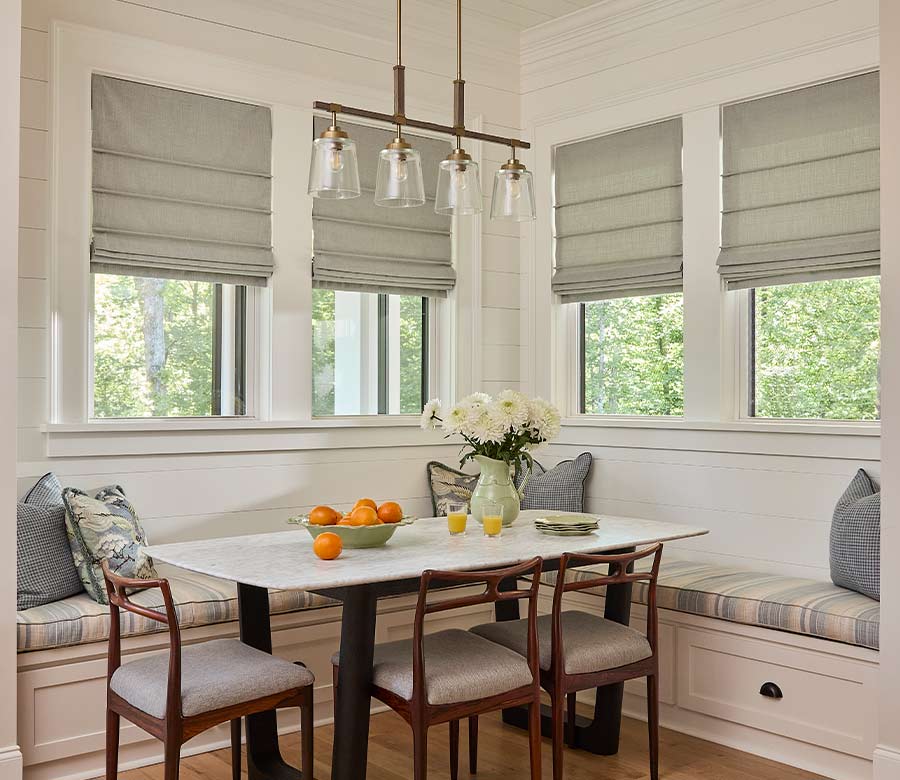 Roman shades elegant living room